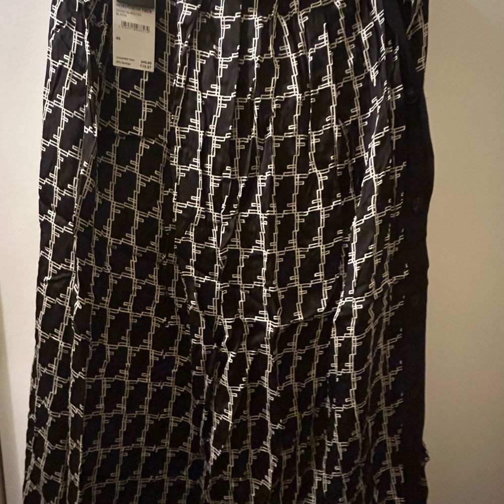Seventy Black and White Geometric A-Line Skirt